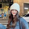 Women's Woolen Beanie with Ear Protection and Plush Lining - Ideal for Big Head Circumference, Small Face, Autumn/Winter