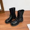2025 зима новые короткие ботинки Мартин женские боковая молния маленькая толстая подошва увеличивающие рост эластичные ботинки женские ретро