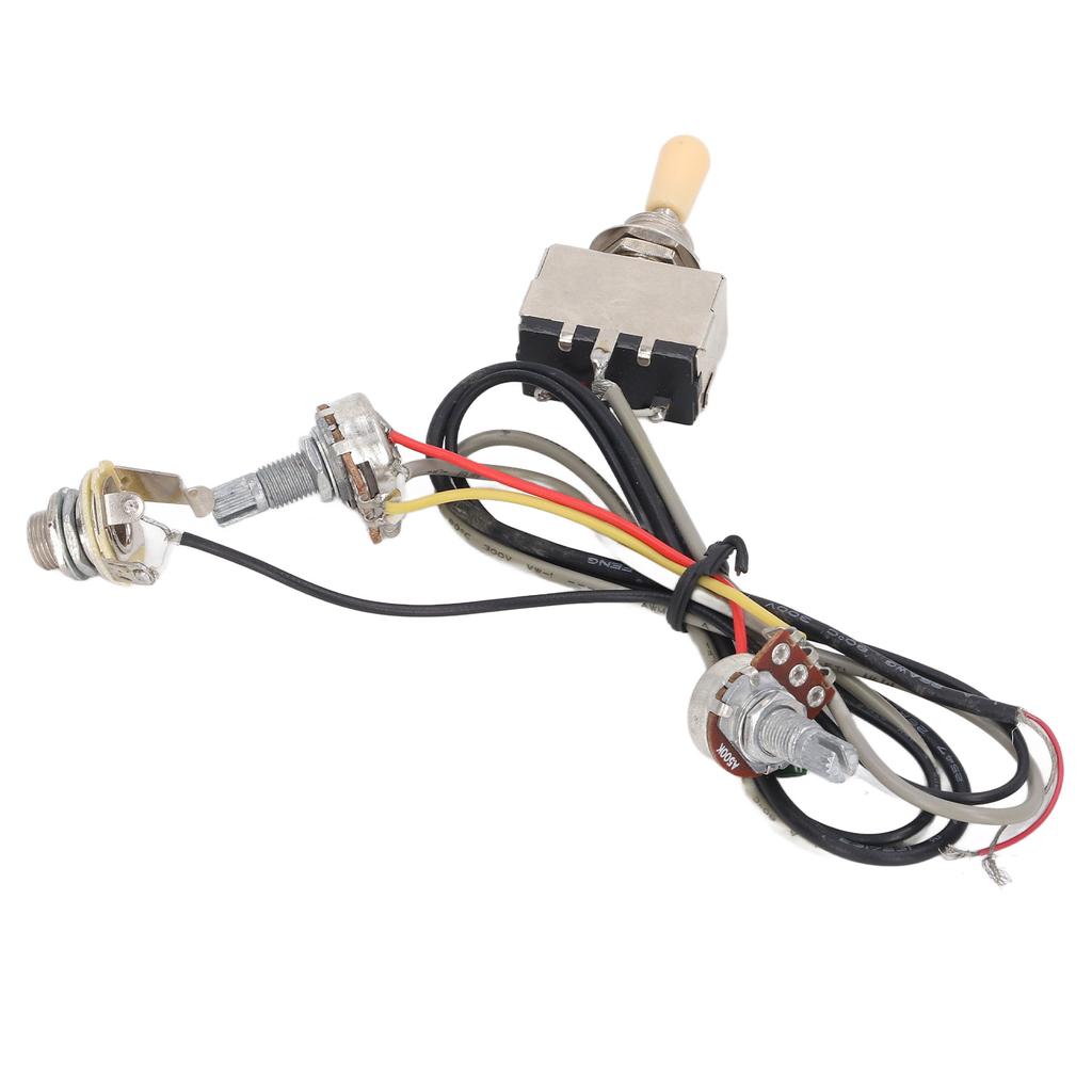 Electric Guitar Wiring Harness Yellow Cap A500K B500K Jack Metal Guitar Prewired Harness Replacement