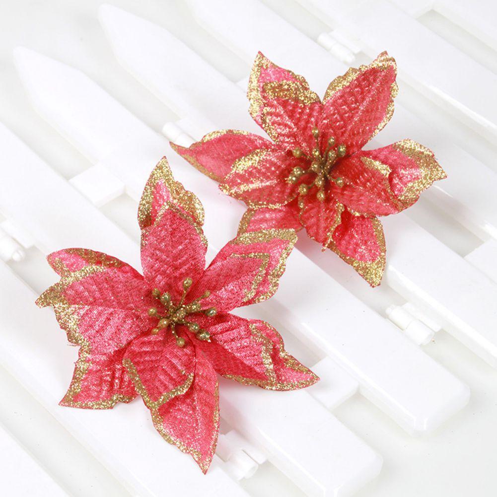 12шт Рождественские висячие цветы Пуансеттия на День благодарения DIY украшения