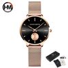 Hannah Martin Small Seconds Dial Quartz Movement Fashion Watch Waterproof Simple Women Gold Mesh Belt Top Brand Ladies Watches