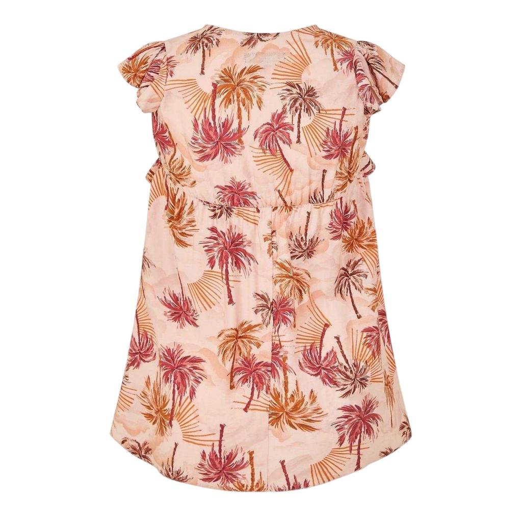 Biba Girls Palm Tree Tie Neck Relaxed Fit Ruffle Blouse