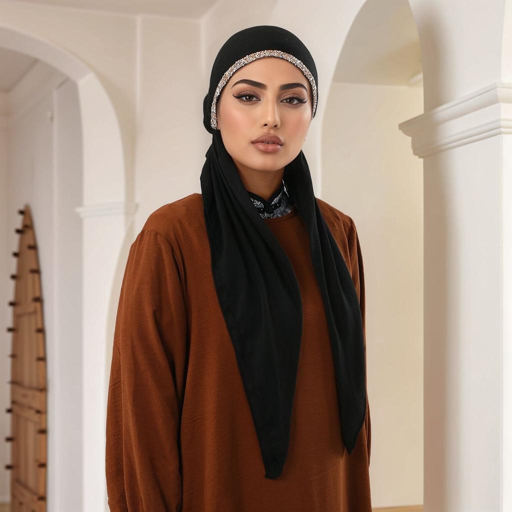 Ramadan Muslim Hijab Shawls Modal Scarf For Muslim Woman Hijabs Wrap Lady Casual Headband Ethnic Headscarf with Diamond