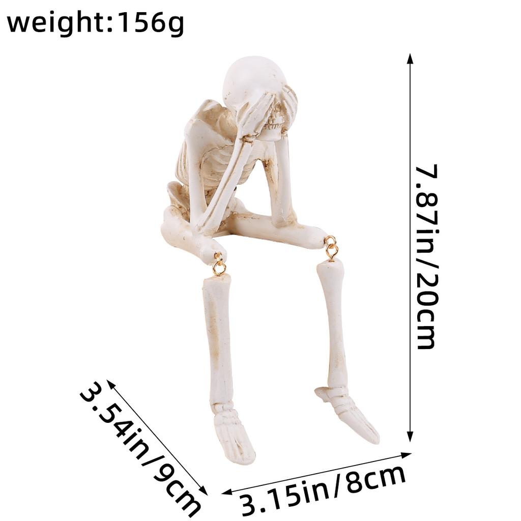 Хэллоуин Статуи Смотри Говори Слышь Зла Скелет Фигурки Смола Реалистичный Череп Декор для Книжной Полки Края Стола Украшение