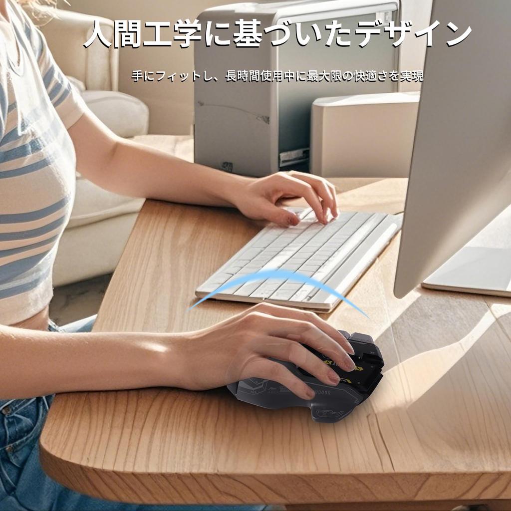 Lightweight Wireless Gaming Mouse, 2.4G+Bluetooth, Wired and Wireless, Type-C Rechargeable, 10 Buttons, 5-Level DPI Adjustment