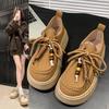 Retro Platform Kangaroo Shoes Single Shoes Women's 2025 New Autumn Women's Casual Lazy Lace-up Loafers Birkenstocks