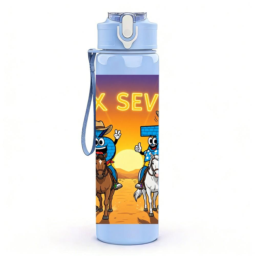 1PC Desert Cowboy Character Art Pattern 750ml Color Plastic Sports Water Bottle Leakproof Flip Straw Lid Suitable for Sports Office Home Use
