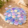 50Pcs Rainbow Holographic Acrylic Square Holo Plexiglass Tiles Iridescent Acrylic  Art Creation