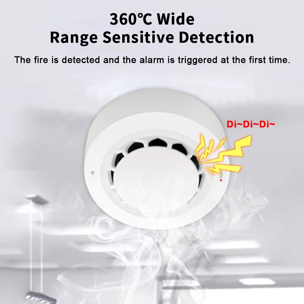 Tuya WiFi/Zigbee Дымовой извещатель Фотоэлектрический датчик Пожарная сигнализация Система безопасности для дома и кухни Работает с приложением Smart Life