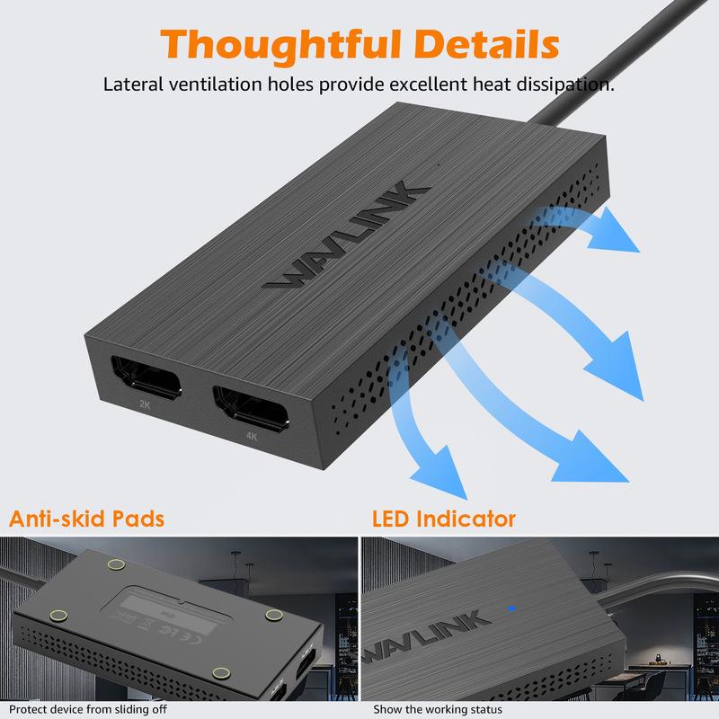 USB 3.1/USB C to Single/Dual HDMI Adapter SM768 Chip Dual 2K/4K Monitor Compatible with Windows,M1/M2/M3 Mac