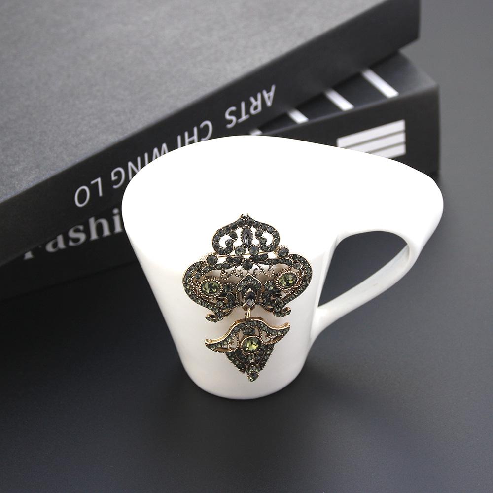 Винтажная брошь, богемная женская брошь, брошь цвета античного золота, свадебные украшения, серая булавка с хрустальным цветком