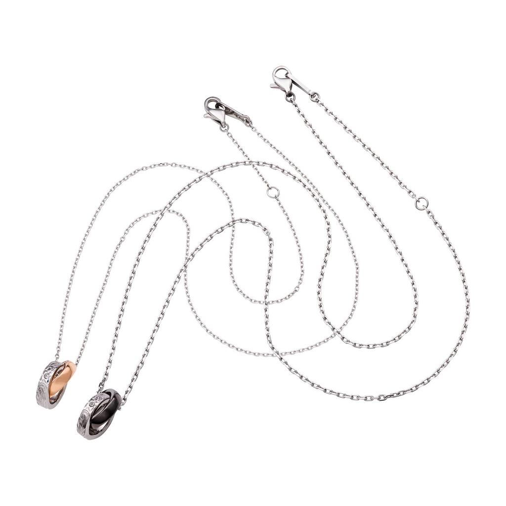 Гавайское парное ожерелье из хирургической нержавеющей стали, гипоаллергенное, с бриллиантами, золото, черный [Белый клевер] и 4SUP072GO&4SUP072BK