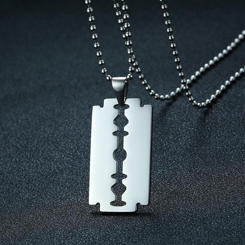 Stylish Double Edge Razor Blades Pendant for Men Necklace Stainless Steel Casual Male collar Gifts With 20"/24" Chain