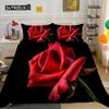 Комплект постельного белья с 3D-розой и сердечками, пододеяльник в скандинавском стиле 150x200, 220x240, пододеяльник размера «king size», наволочка с современным принтом «кошка, волк» и без простыни