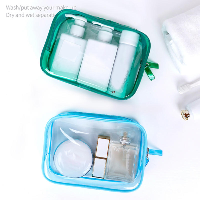 1pc PVC Makeup Bag Transparent Waterproof Large Capacity Cosmetics Travel Storage Bag In Plastic Zipper Toilet Bag