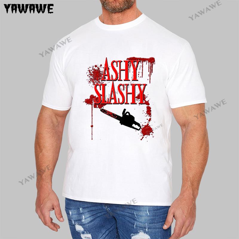 Ashy Slashy Chainsaw T shirt Unisex Blood Letter Print Tees Ash Vs Evil Dead TShirt Fashion Short Sleeve Saws Costume Mal tshirts