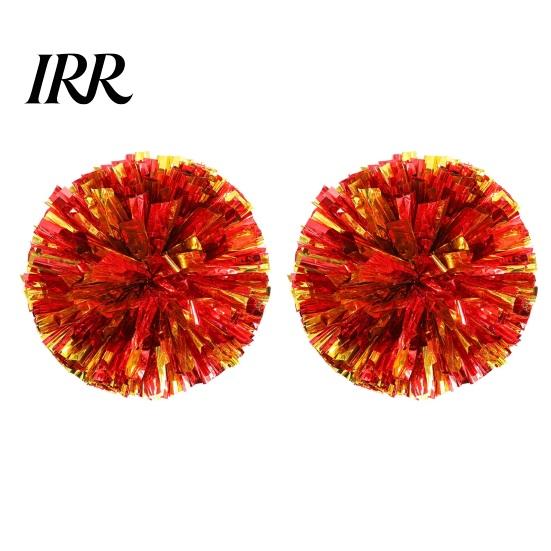 Cheer Squad Accessories 2 Pcs Cheerleader Pom Poms Metallic Holographic with Mini Cheerleading Balls Handle Ring for Sports Team Spirit Party