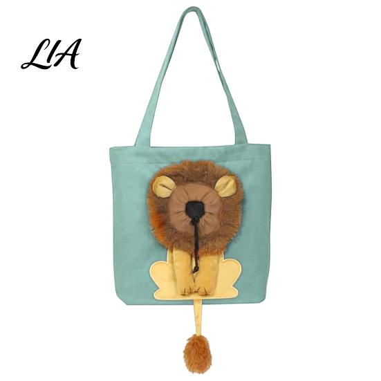 Pet Carrier with Head Hole Canvas Cat Purse, Plush Lion Tote Safe for Kittens Hole, Safety Buckle, Foldable Shoulder Bag Carrying Cats Small