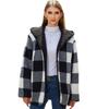 Женские пушистые флисовые куртки с капюшоном и открытым передом, длинный кардиган, пальто, теплая зимняя верхняя одежда, куртки с карманами, клетчатая искусственная меховая куртка большого размера для женщин