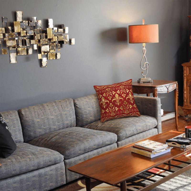 Модные Ретро Орнаменты Флер-де-лис Роскошные Красные Наволочки Полиэстер Королевские Лепестки Лилии Наволочка