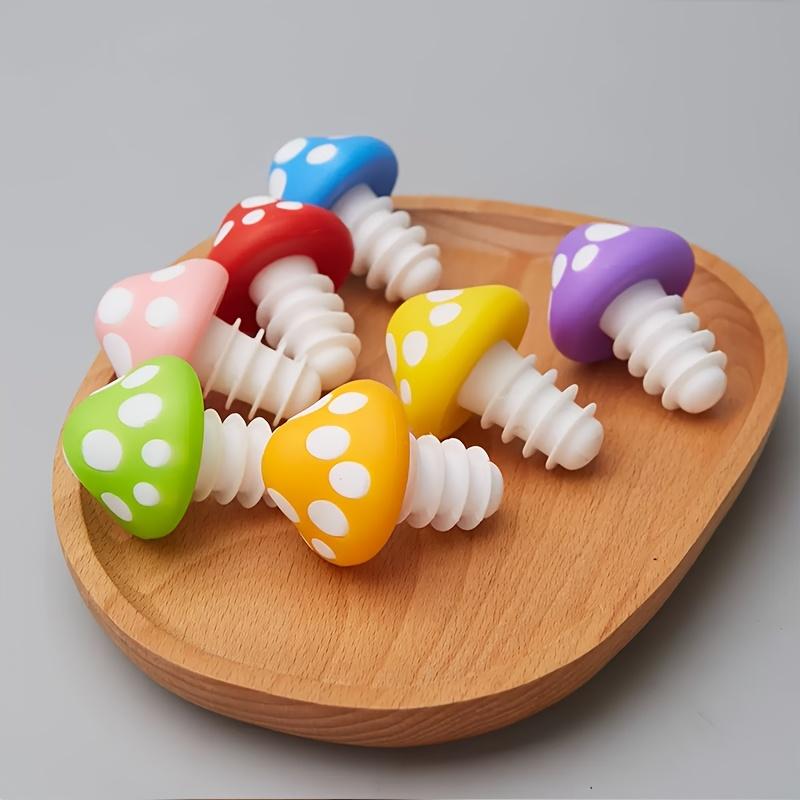 Цветные грибковые пробки для винных бутылок, Яркие силиконовые пробки с игривыми дизайнами, Идеально подходят для бутылок красного вина, масла и уксуса