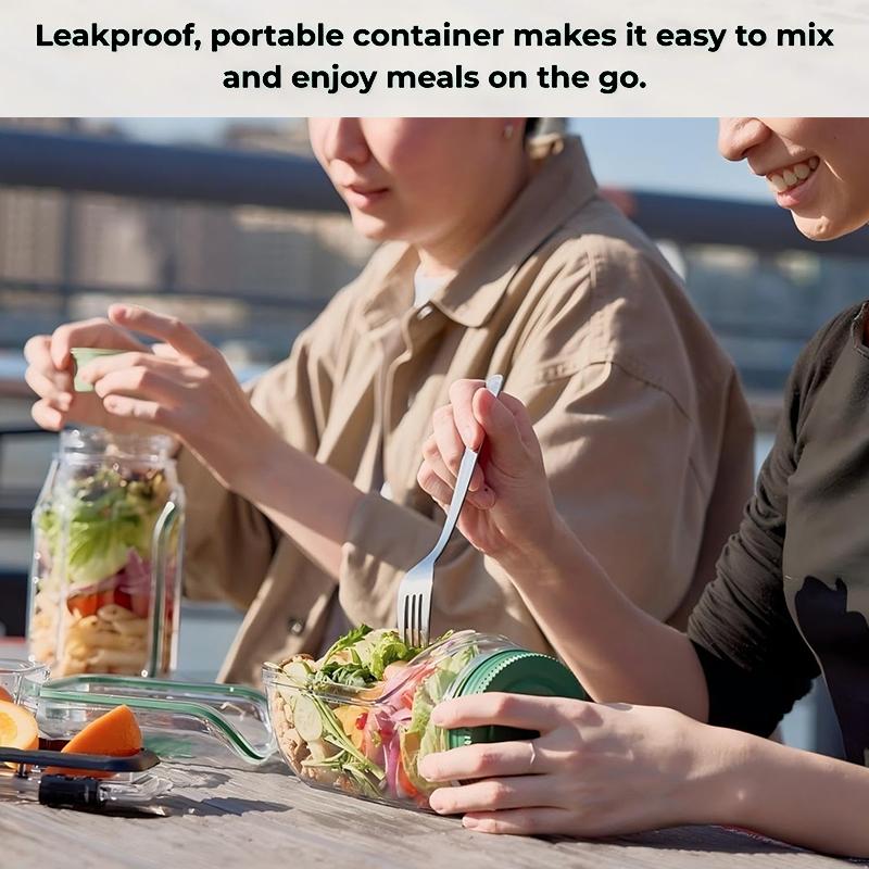 Банка для салата с вилкой, контейнер для салата Mason Jar с боковым отверстием, контейнер для салата с вилкой, миска для заправки, отделения для соуса