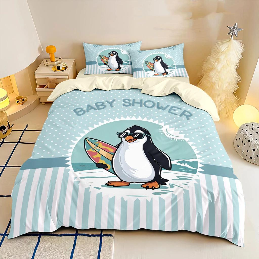Penguin printing Bedding Set Antarctic Penguin Baby Pattern duvet cover und pillowcase luxury Bedroom Bedding Set