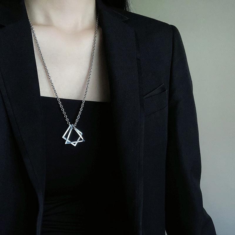 Геометрическая форма Треугольный кулон Ожерелье Хип-хоп Стиль Серебряный Цвет Ключица Цепь Для Мужчин Женщин Ювелирные Изделия Подарок На Вечеринку