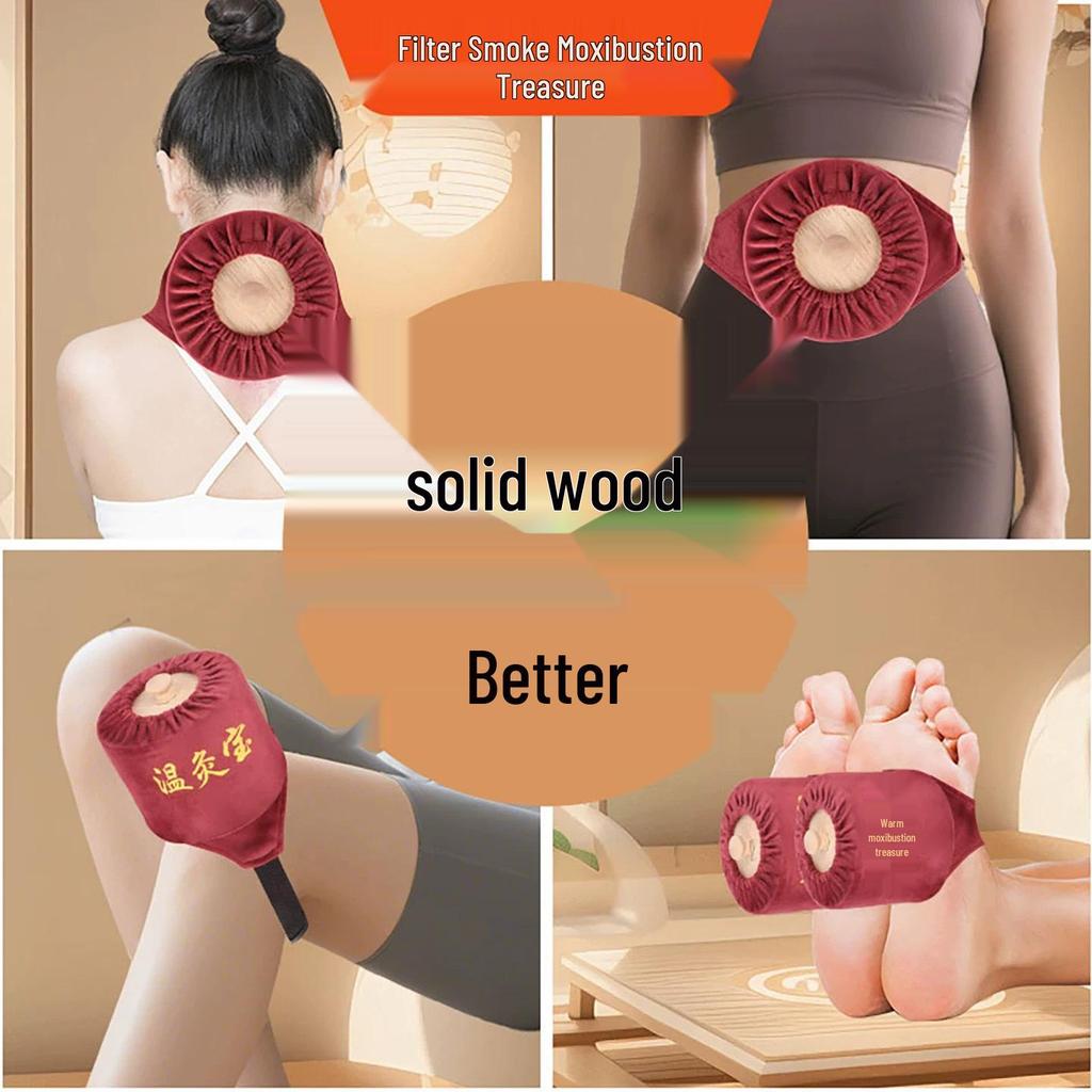 Бездымная коробка для моксы из массива дерева с контролем температуры для живота, талии и шеи - Портативный мокса-стик и оборудование для фильтрации дыма.