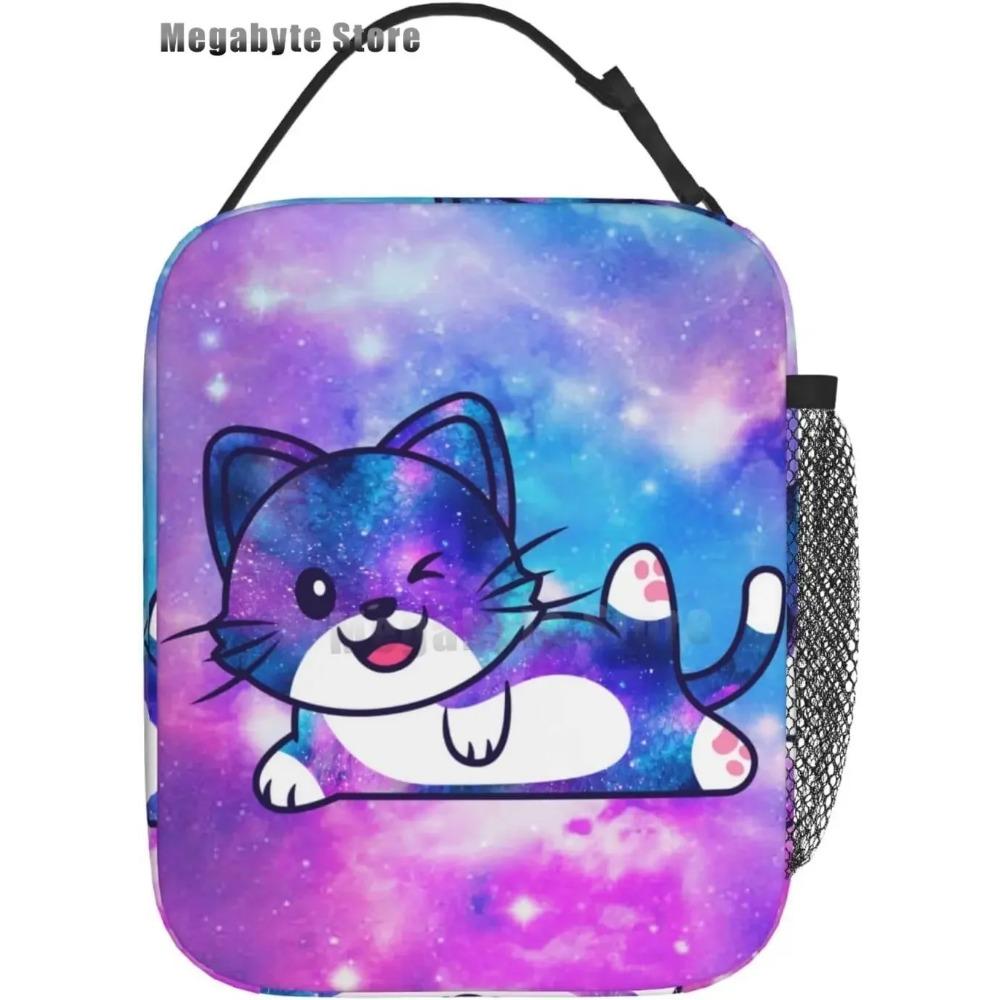 Черный кот ланч-бокс смешной кот ланч-бокс для детей подростков девочек женщин взрослых холодильник изолированный цветочный ланч-бокс для школы работы путешествий