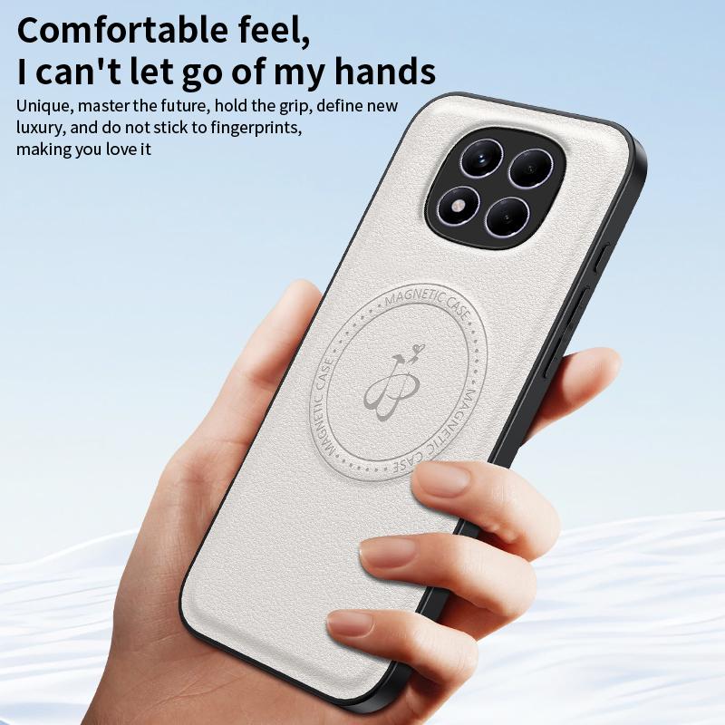 Роскошный магнитный держатель-подставка кожаный чехол для телефона для Xiaomi Redmi 14C 13C Redmi Note 13 14 Pro Беспроводная зарядка Чехол с логотипом