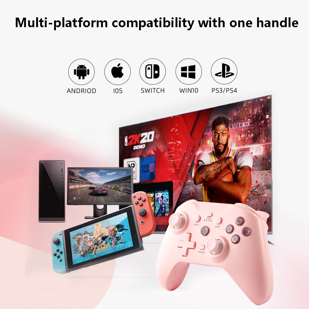 Беспроводной геймпад для Android/iOS/ПК/PS3/PS4 Bluetooth игровой контроллер 6-осевой гироскоп TURB непрерывная функция двойной вибрации двигателя