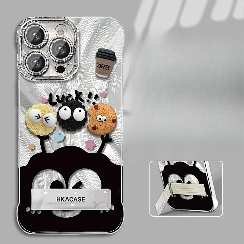 Кукла Кофейный Шарик из Угля Подходит для Apple 16 Перо Пряжа Бескаркасный Чехол для Мобильного Телефона 13promax Милый Мультяшный 15 Подставка