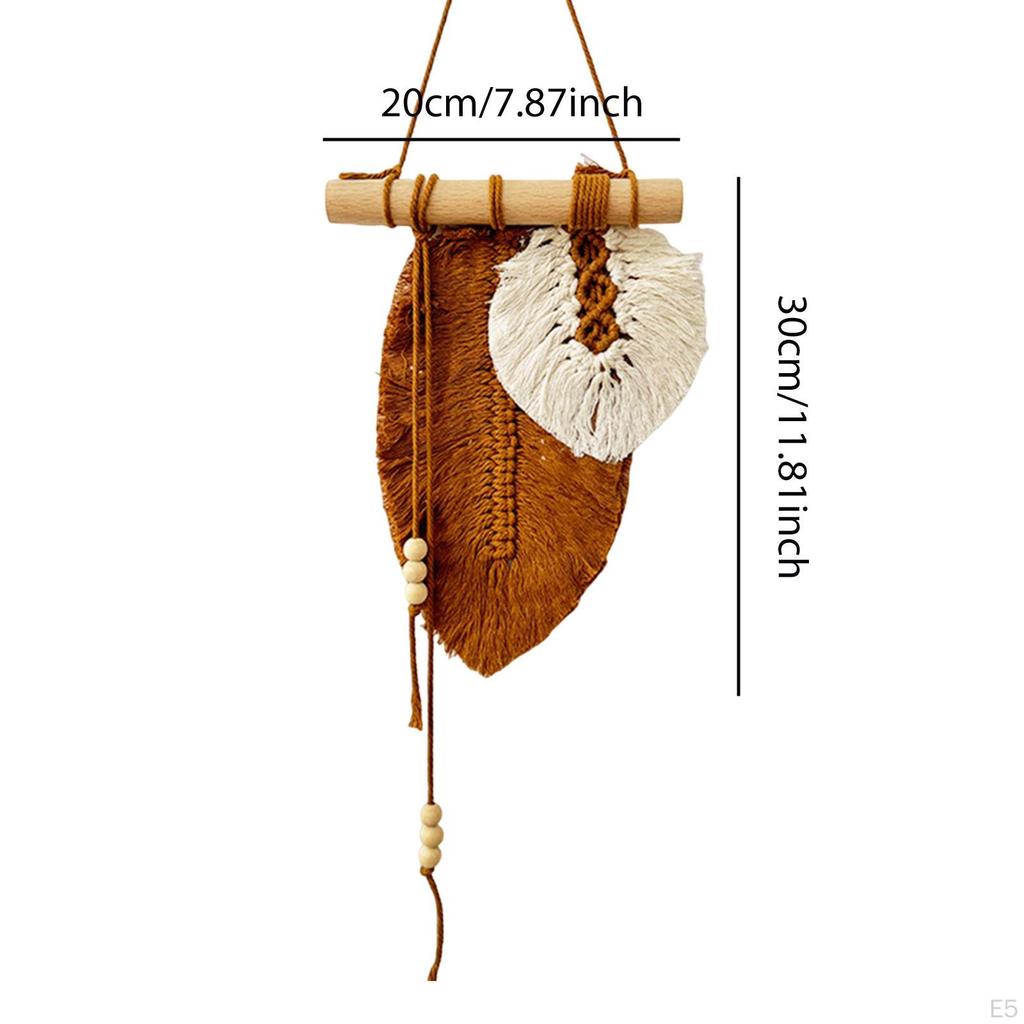 Листья Тканый Гобелен Декорация Богемный Хлопок Ручной Работы Настенное Искусство Лист Кисточка Макраме Подвеска