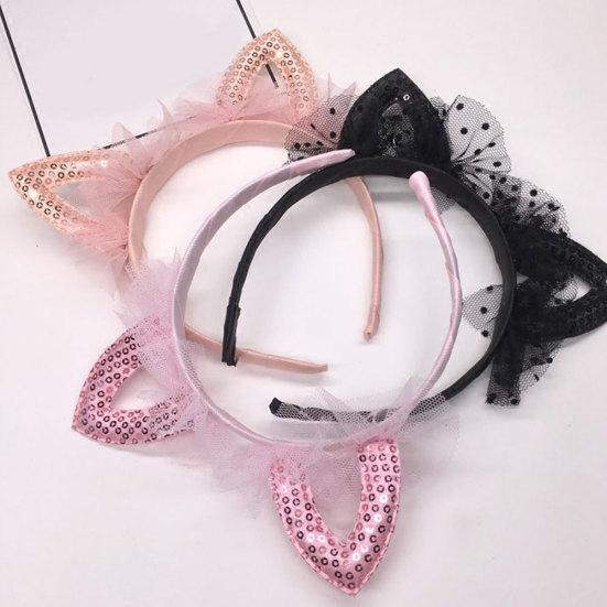 Девушки милые кошачьи уши в форме марлевых повязка на голову с блестками повязка для волос обруч аксессуары