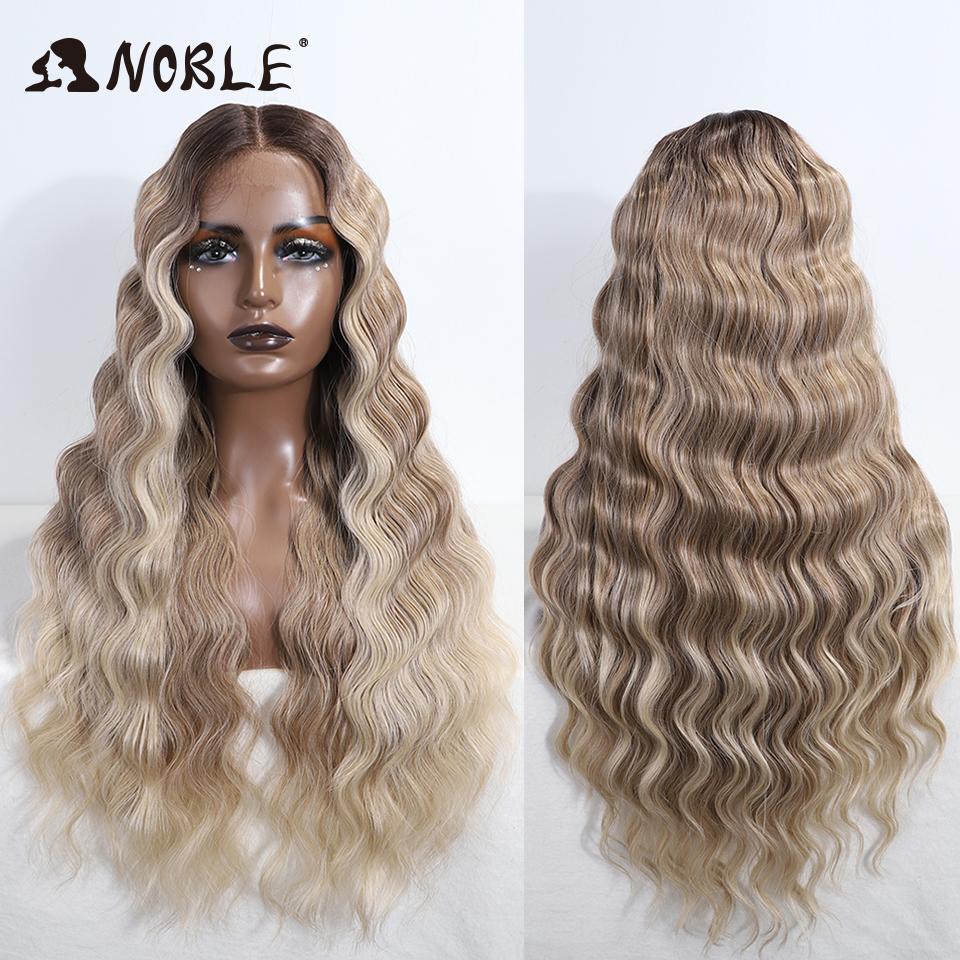 Noble Lace Front Wig Cosplay Wig Wavy 28 Inch Body Wavy Lace Part Wig For Women Brown Wig synthetic Wig High Quality Lace Wig