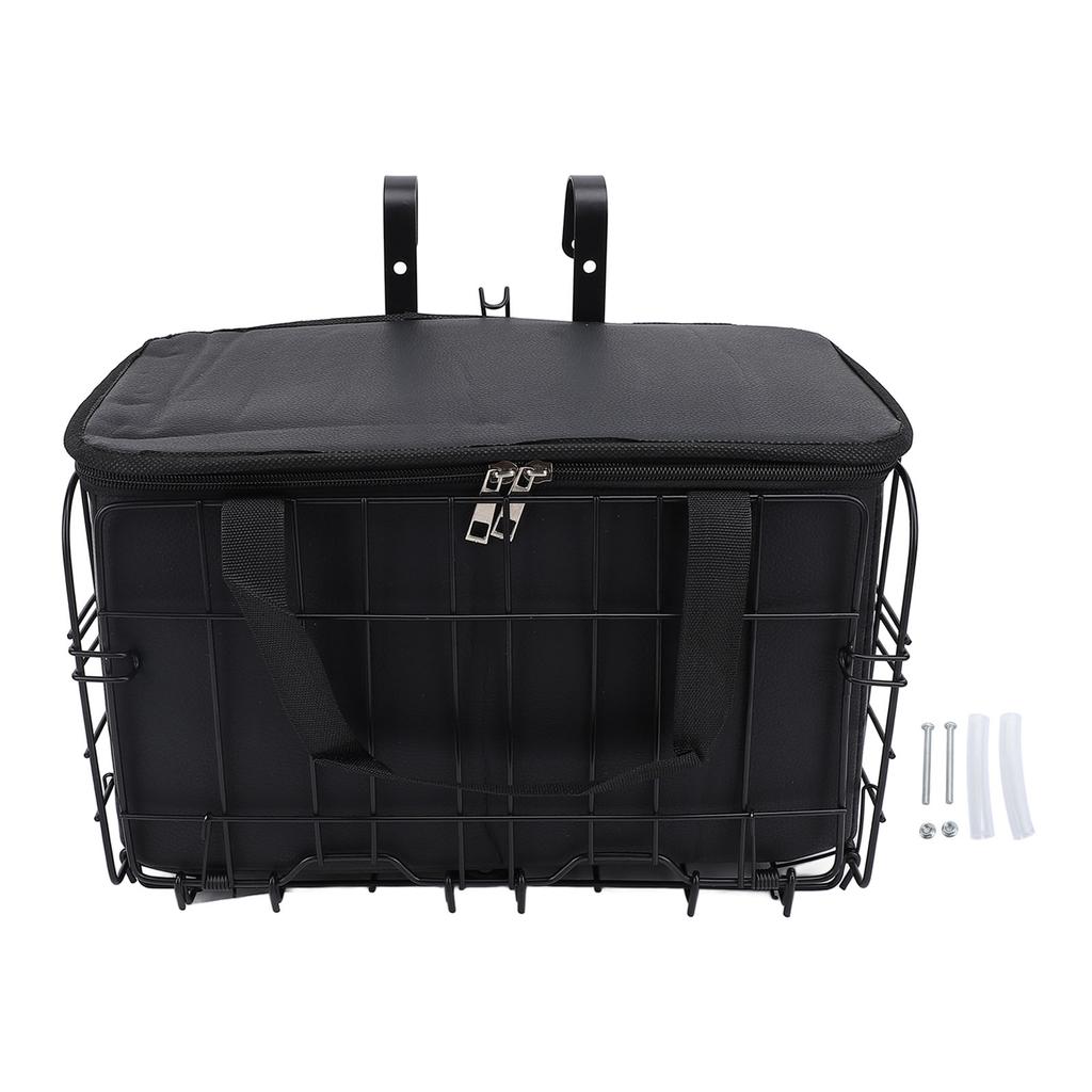 Bike Front Basket with Removable Liner Bag Large Iron Mountain Bike Basket for Carrying Pets Fruit