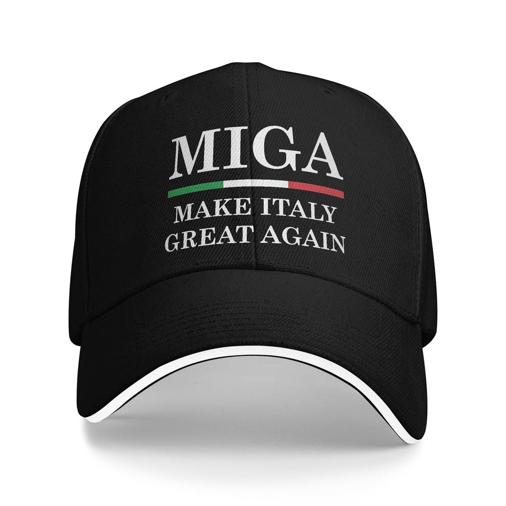 Make Italy Great Again Miga Sun Baseball Cap Summer Men Women Print Hip Hop Hat Adjustable Trendy Hunting Camping Snapback Cap