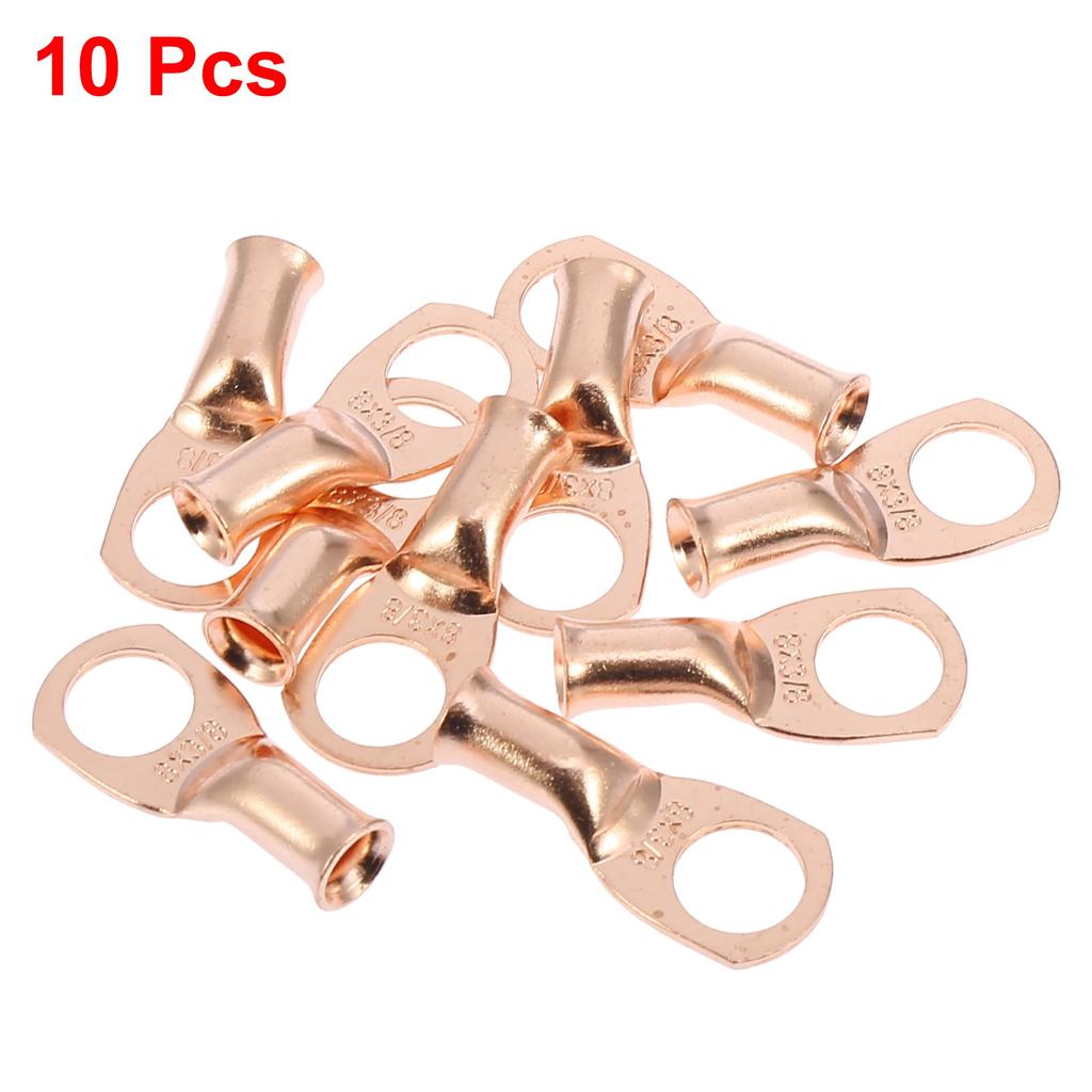 X AUTOHAUX Автомобильный кабельный наконечник трубчатый кольцевой клеммный обжимной соединитель медный 10 шт. 8 AWG-3/8