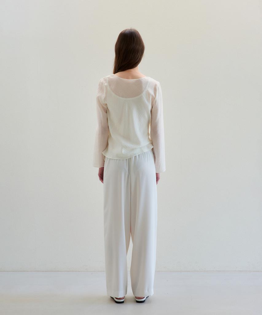 THEELO Flowy Banding Slacks (Ivory)