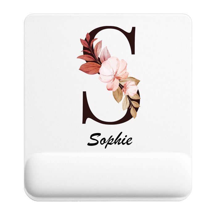 Tapis de souris - PLANETEE - Sophie Lettre Fleur - 22x18 cm - Surface lisse antidérapante - Épaisseur 3 mm