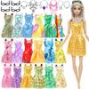 Random 20 Pcs Doll Accessories for 30cm Doll 11.5'' Girl Doll 10 Mini Dress 4 Glasses 6 Necklace Clothes Kids Toy Accessories Toy