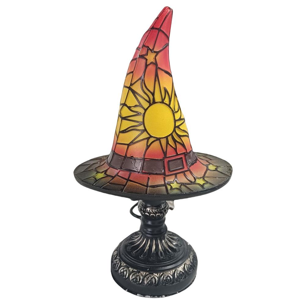 Witch Hat Lamp USB Powered Night Light Resin Witch Hat Light Ornament Bedside Lamp for Living Room Home Bedroom Decoration