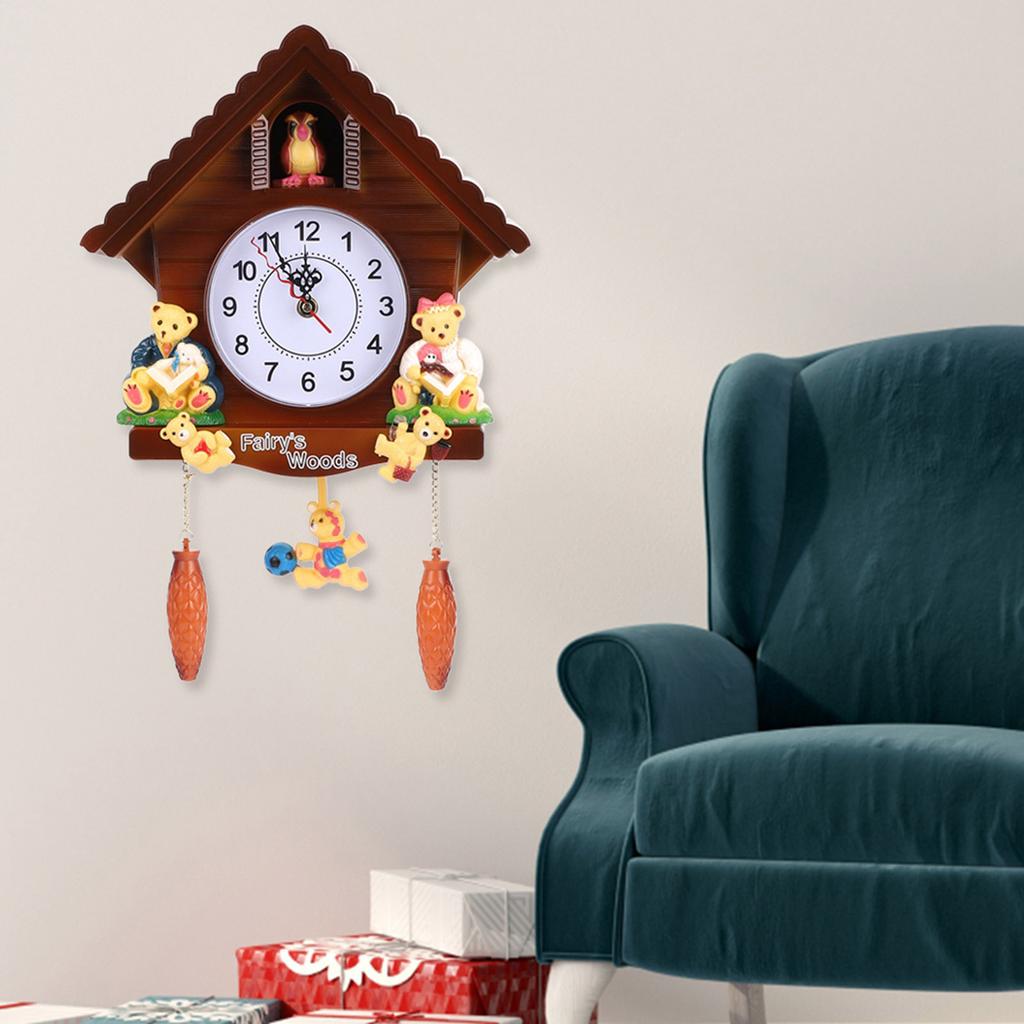 Cuckoo Clock Tree House Wall Clock Art Vintage Decoration for Home