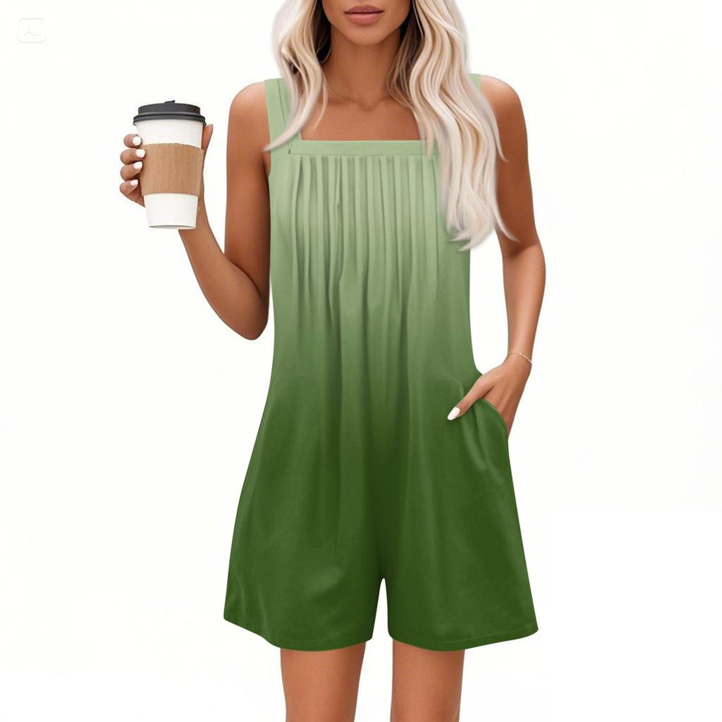 Женский повседневный комбинезон без рукавов с топом и шортами с карманами