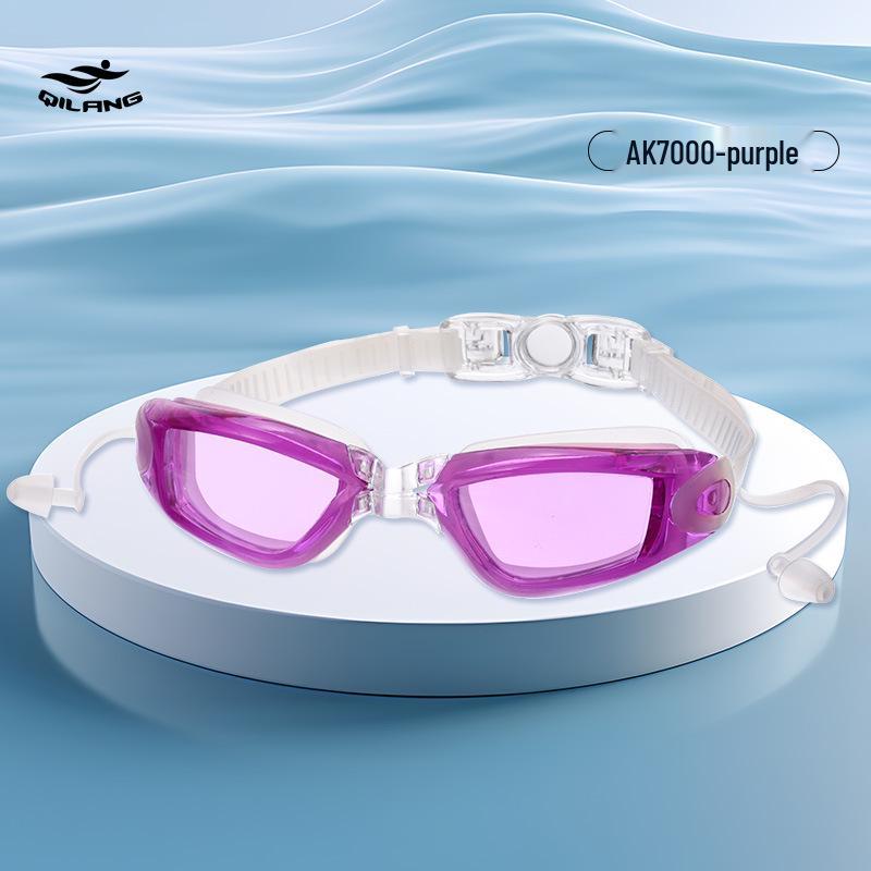 Qilang Adult Unisex Anti-Fog Plated Swimming Goggles with Earplugs