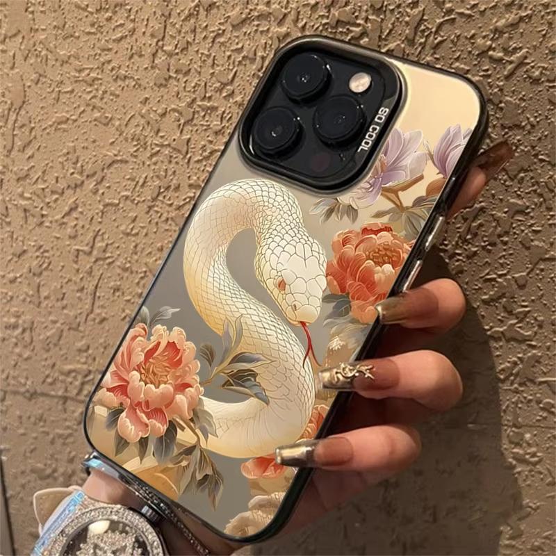 Роскошный защитный чехол Snake Year Anti-Drop для iPhone 16 15 Pro Max 15 14 13 12 11 Pro X XR XS 7 8 Plus с защитным покрытием для линз