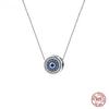 S925 100% Sterling Silver Blue Crystal Evil Eye Necklace Lucky Eye Neck Chain for Women Birthday Gift Fine Jewelry