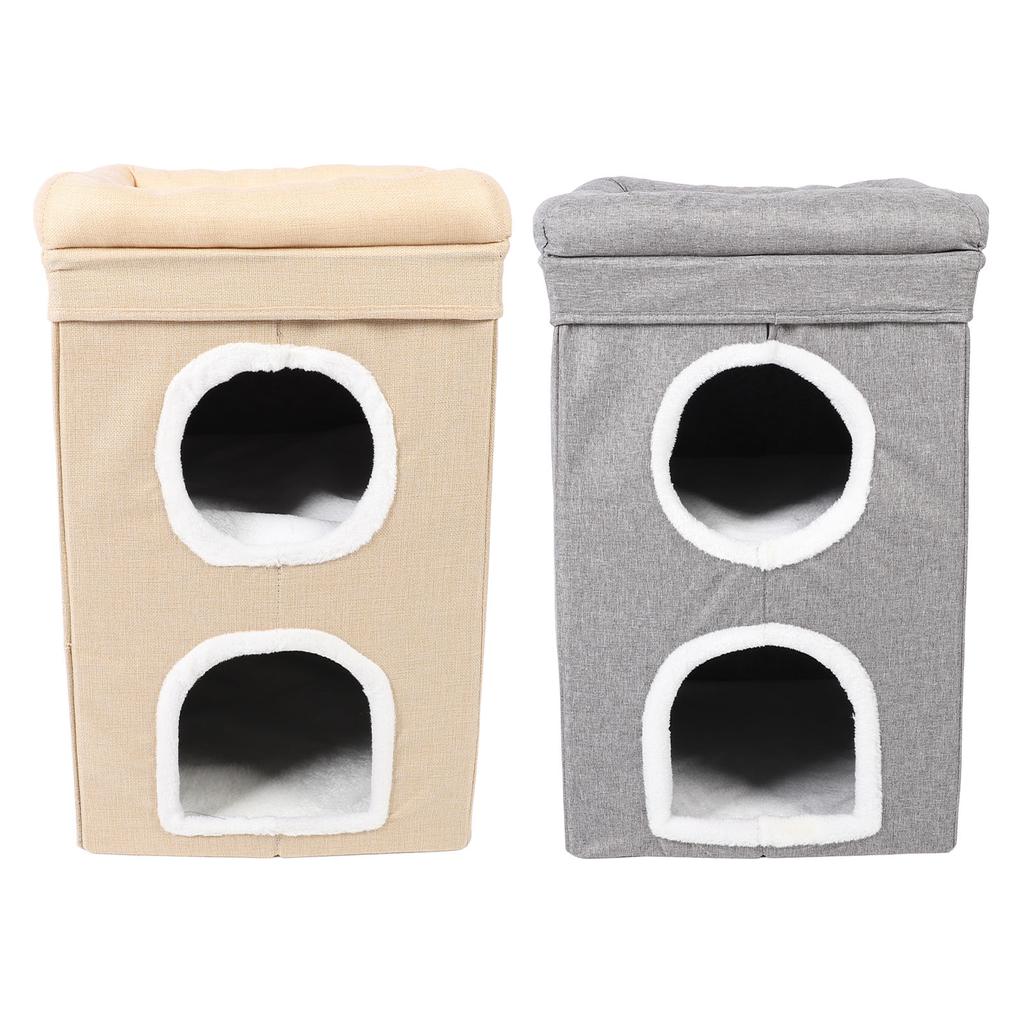 Домашний домик для кошек, зимний теплый домик для кошек, 3-уровневая пещера для домашних животных, складная кровать для кошек для дома в помещении