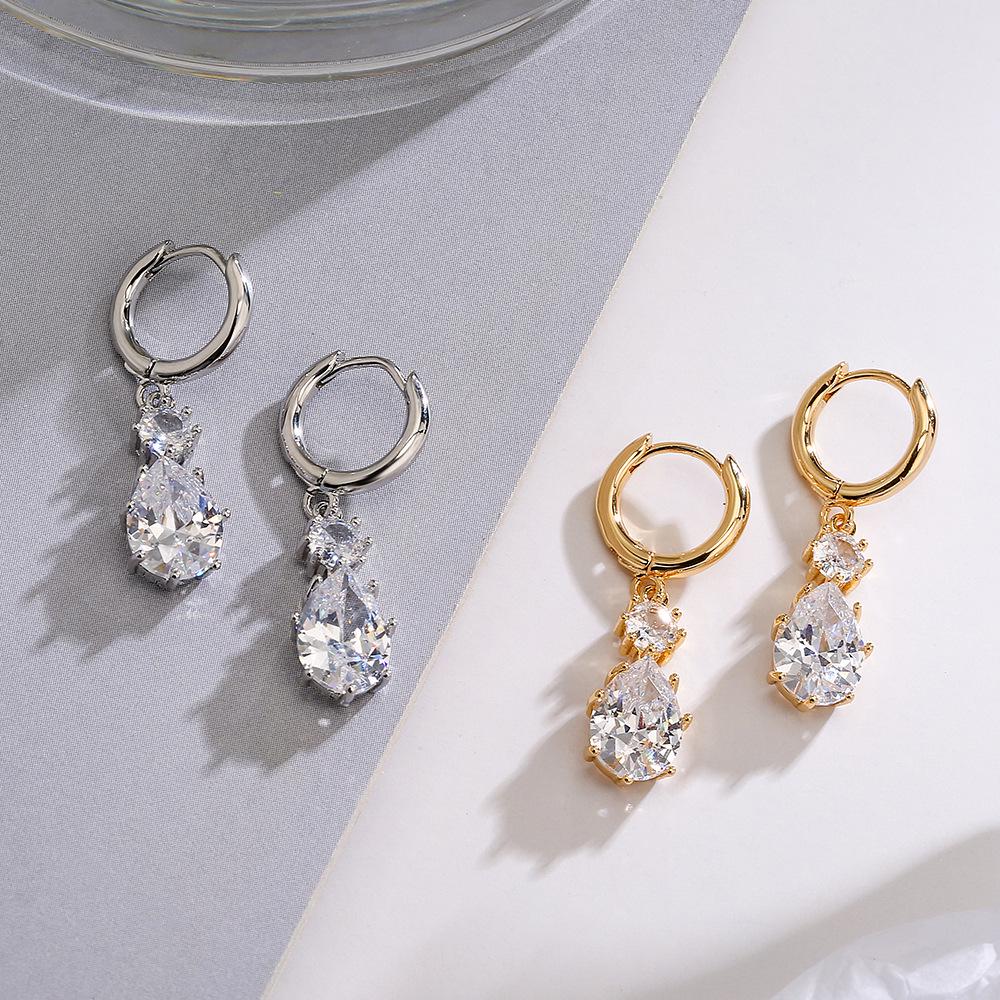 Aogu European & American Trendy Zircon Geometric Dangle Earrings for Women - High-end, Versatile Luxury Ear Accessories.